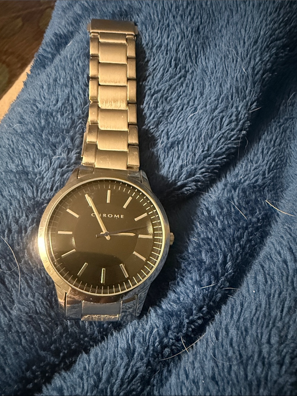 Chrome Silver-Tone Women's Bracelet Watch - Black Dial